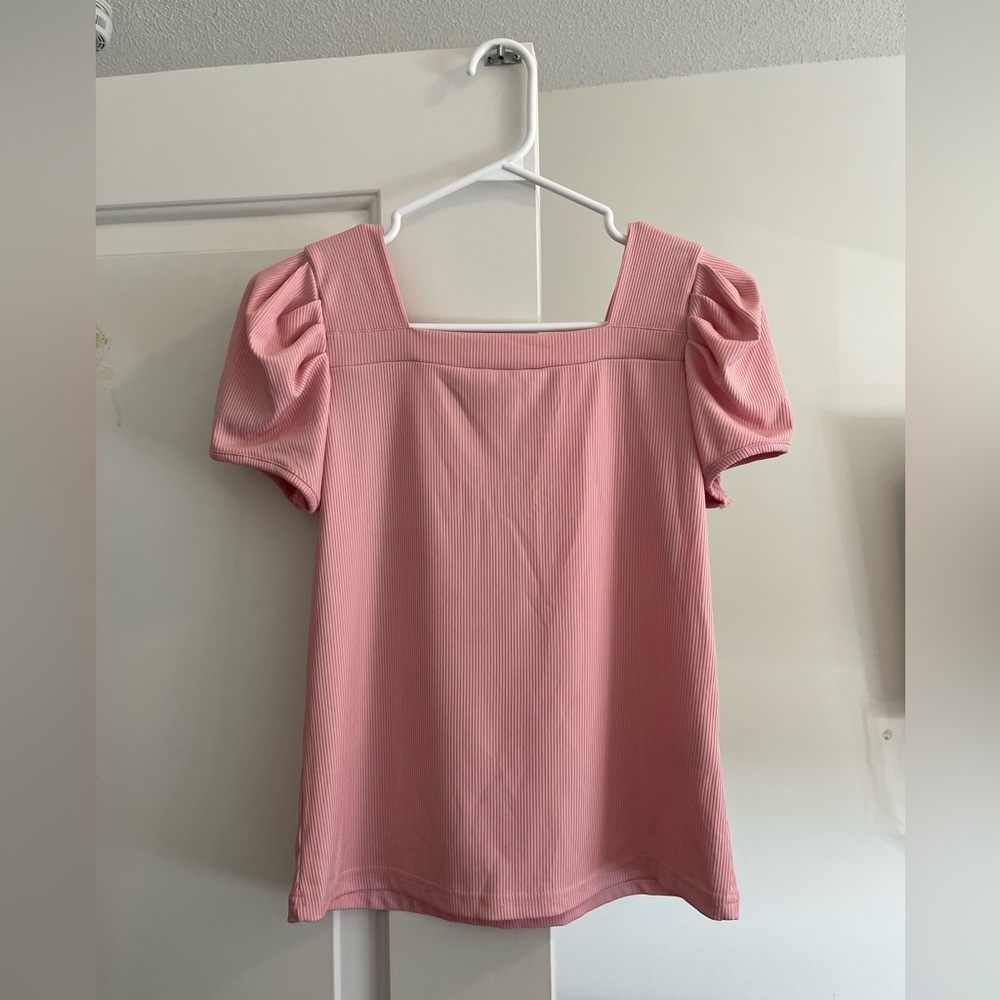 SHEIN mauve ruffle short sleeve top